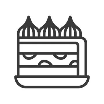 Layer cake, sweets and dessert outline icon 스톡 일러스트