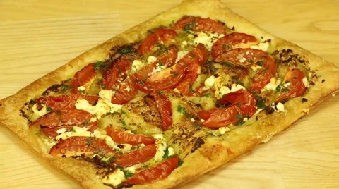 Layer cake with tomato and cheese Stock Footage 47866825