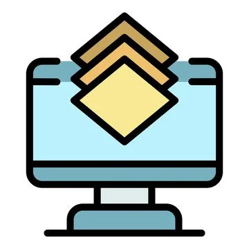 Layer editor computer icon color outline vector Stock Illustration