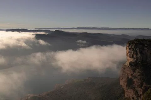 Layer of fog in Tavertet Foto stock
