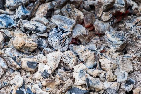 Layer of hot coals for grill and barbecue Foto stock