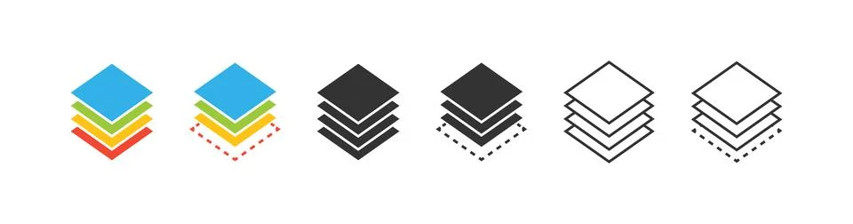 Layer icon. Colored pattern level symbol. Sign platform vector flat. Stock Illustration