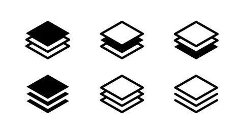 Layer icon set. Stack of paper vector illustration collection. Layer button.. 스톡 일러스트