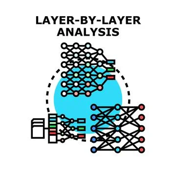 Layer by layer analysis of data processing networks Illustrazione stock