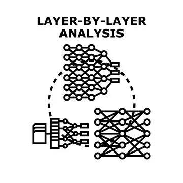 Layer by layer analysis of data processing networks Stock Illustration