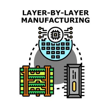 Layer by layer manufacturing digital innovation production process Stock Illustration