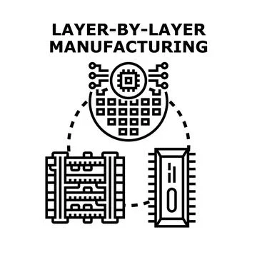 Layer by layer manufacturing digital innovation production process Stock Illustration