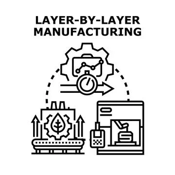 Layer by layer manufacturing process concept vector Stock Illustration