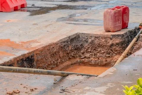 Layer of soil and road Stock Photos