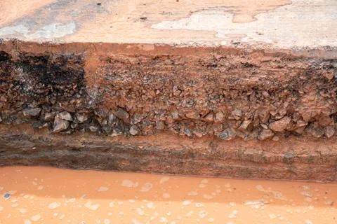 Layer of soil and road Stock Photos