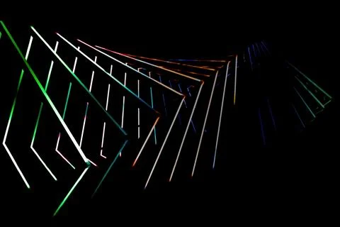 Layered abstract geometric frames made of glowing lines Stockfoto's