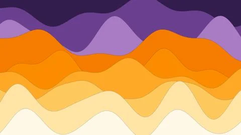 Layered abstract waves create a vibrant landscape composition using purple Illustrazione stock