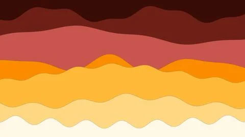 Layered abstract waves create a warm landscape composition with burgundy red Stock Illustration