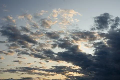 Layered Altocumulus Clouds at Sunset Glow Stock Photos