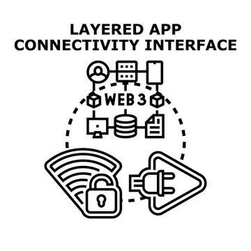 Layered app connectivity interface for web3 applications イラスト素材