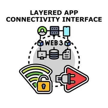 Layered app connectivity interface for web3 applications Stock Illustration