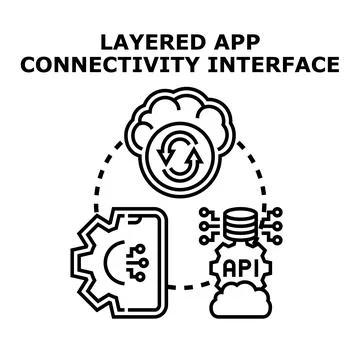 Layered application connectivity interface and data synchronization イラスト素材