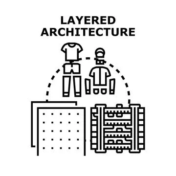 Layered architecture presenting structured data and design principles Illustrazione stock