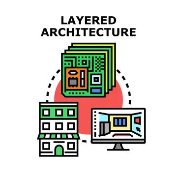 Layered architecture representing software development and data structuring 스톡 일러스트