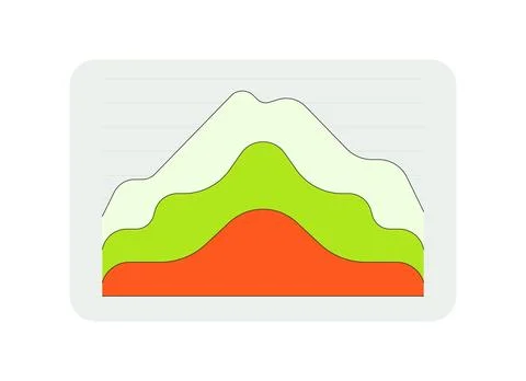 Layered area chart flat UI data visualization element Stock Illustration