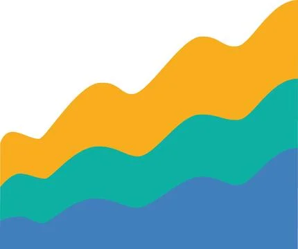 Layered area chart icon for wave data Stock Illustration
