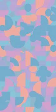 A layered arrangement of rounded and angular forms creates a playful pastel.. Stock Illustration
