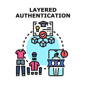 Layered authentication protecting user data access online Stock Illustration