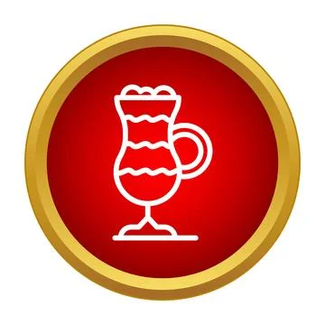 Layered beverage icon on red circle background Stock Illustration