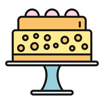Layered birthday cake on stand representing celebration Stock Illustration