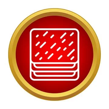 Layered biscuits icon in red and gold button Stock Illustration