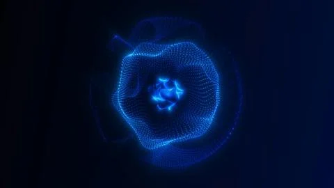 Layered blue digital plasma orb with glowing particle structure. Futuristic.. Stock Illustration