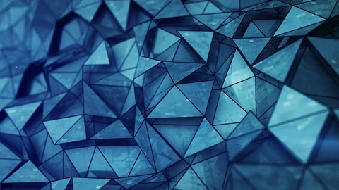 Layered blue glossy low poly mesh loopable 3D render animation 4k UHD 3840x2160 스톡 동영상 101330350