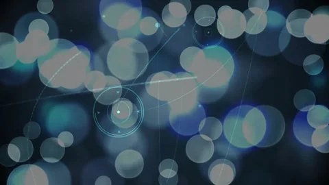 Layered bokeh field drifting and revealing HUD rings and dashed paths, Stock Footage 328223786