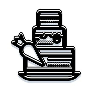 Layered cake decoration process with piping bag Stock Illustration