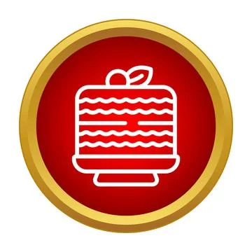 Layered cake icon with cherry and leaf Stock Illustration