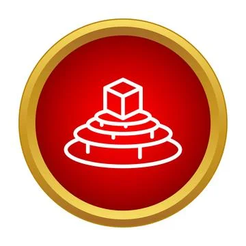 Layered cake icon with cube on top Stock Illustration