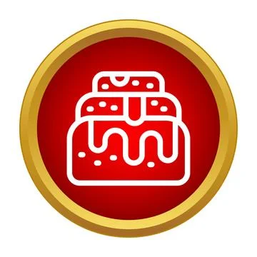 Layered cake icon with icing and sprinkles Stock Illustration