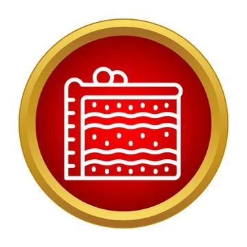 Layered cake icon on red button with frame Stock Illustration