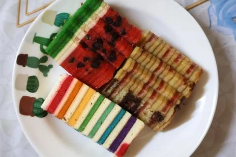 Layered Cake known as Kek Lapis Sarawak Stock Photos