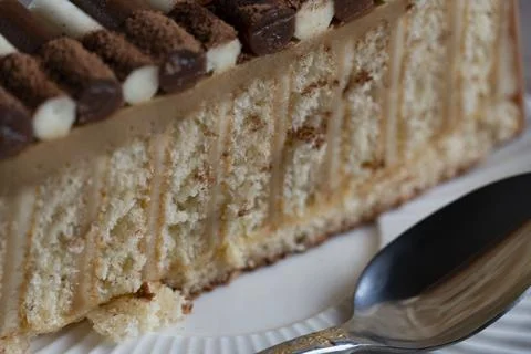 Layered Cake Slice Close Up Stock Photos