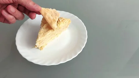 Layered Cake Stack on White Plate- Minimalist Dessert Scene 스톡 동영상 319378786