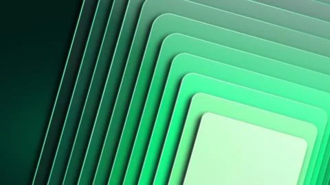 Layered Cards Geometry with Smooth emerald Gradient Flow Backdrop. Stock Illustration