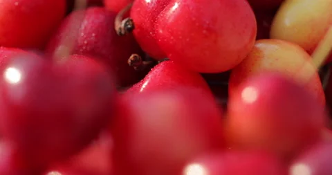 Layered Cherry Close Up with Rotating Fruit Vídeo Stock 135719609