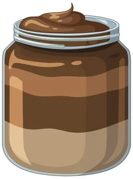 Layered Chocolate and Hazelnut Spread in a Glass Jar Illustration Stock Illustration