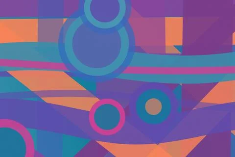 Layered circles, bands, and angular blocks create a vivid contemporary comp.. Stock Illustration
