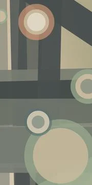Layered circles, bars and angular forms create a refined muted composition .. Stock-Illustration