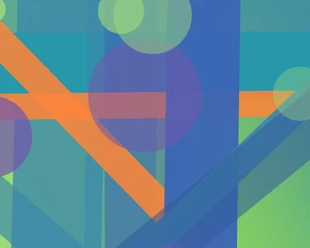 Layered circles, bars, and diagonal forms create a playful modern compositi.. Stock Illustration
