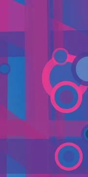 Layered circles, translucent bars, and angled shapes form a vivid contempor.. Stock Illustration