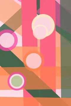 Layered circles, translucent polygons, and vertical bands create a playful .. Stock Illustration