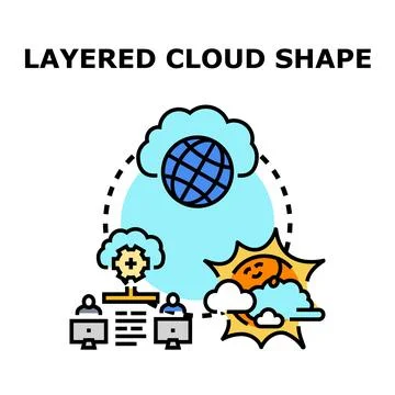 Layered cloud computing global data network concept Stockillustratie